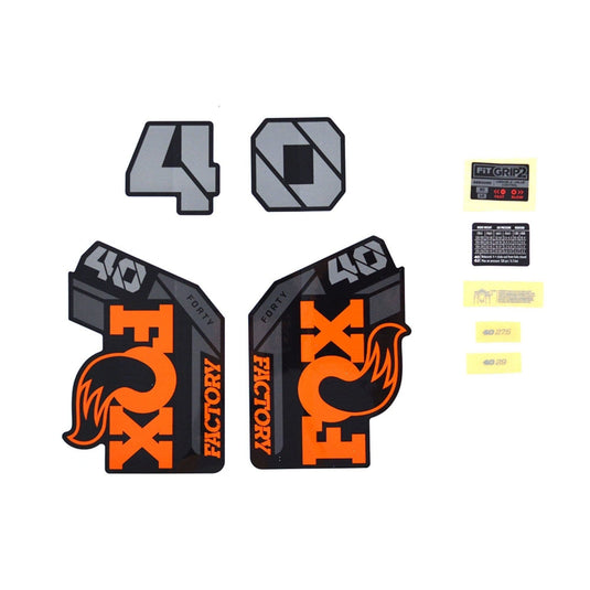 FOX Fork 40 Decal Kit: F-S Orange Logo Shiny Black 2021