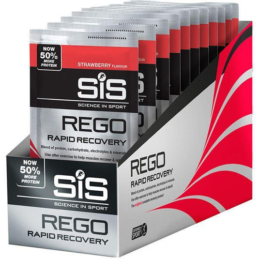 Science In Sport REGO Rapid Recovery drink powder - box of 18 sachets - strawberry