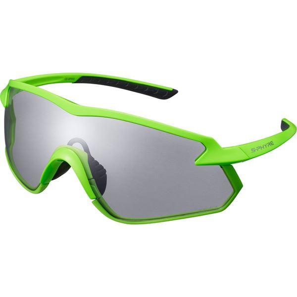 Shimano S-PHYRE X Glasses, Neon Green, Photochromic Dark Grey Lens