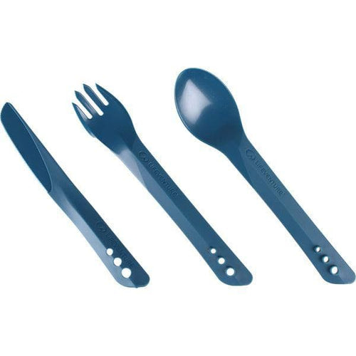 Lifeventure Ellipse Knife; Fork and Spoon Set - Navy Blue