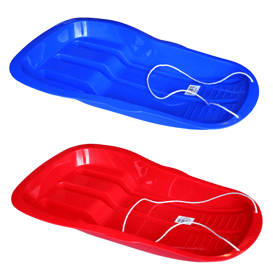 Snow Sledge Toboggan Kids Adult with Rope for Winter Outdoor Sports Red & Blue