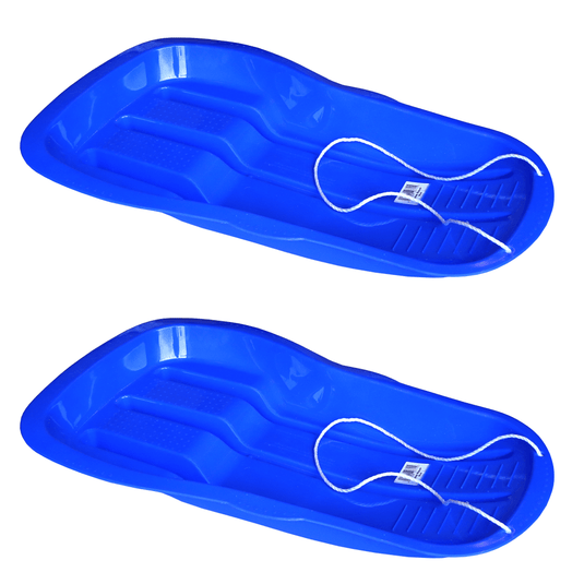 Snow Sledge Toboggan Kids Adult with Rope for Winter Outdoor Sports Blue