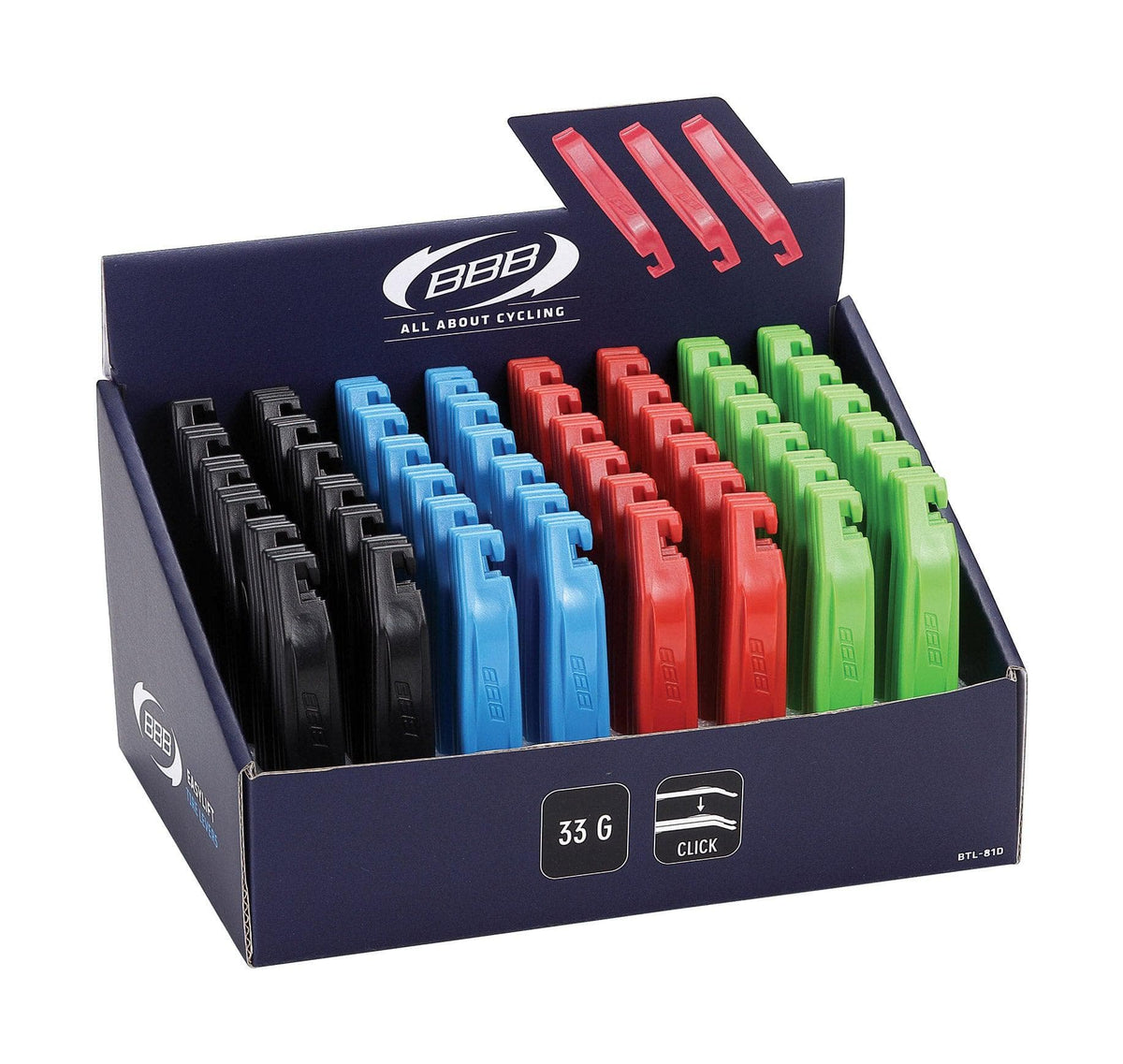 BBB BTL-81D - EasyLift Tyre Levers 48×3 (Blk, Blu, Rd & Grn)