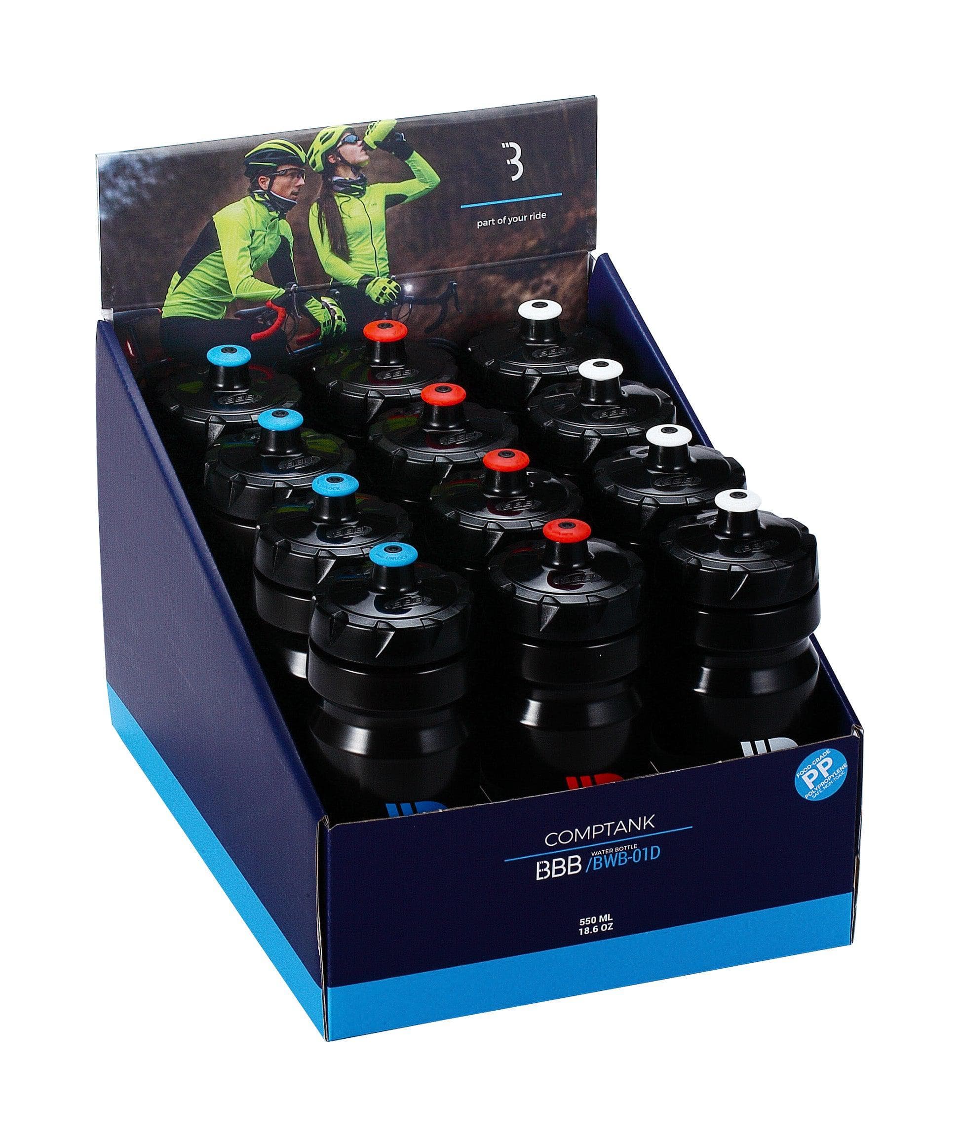 BBB BWB-01D - CompTank Bottle (Display Box ×12, Blu, Red, Blk)