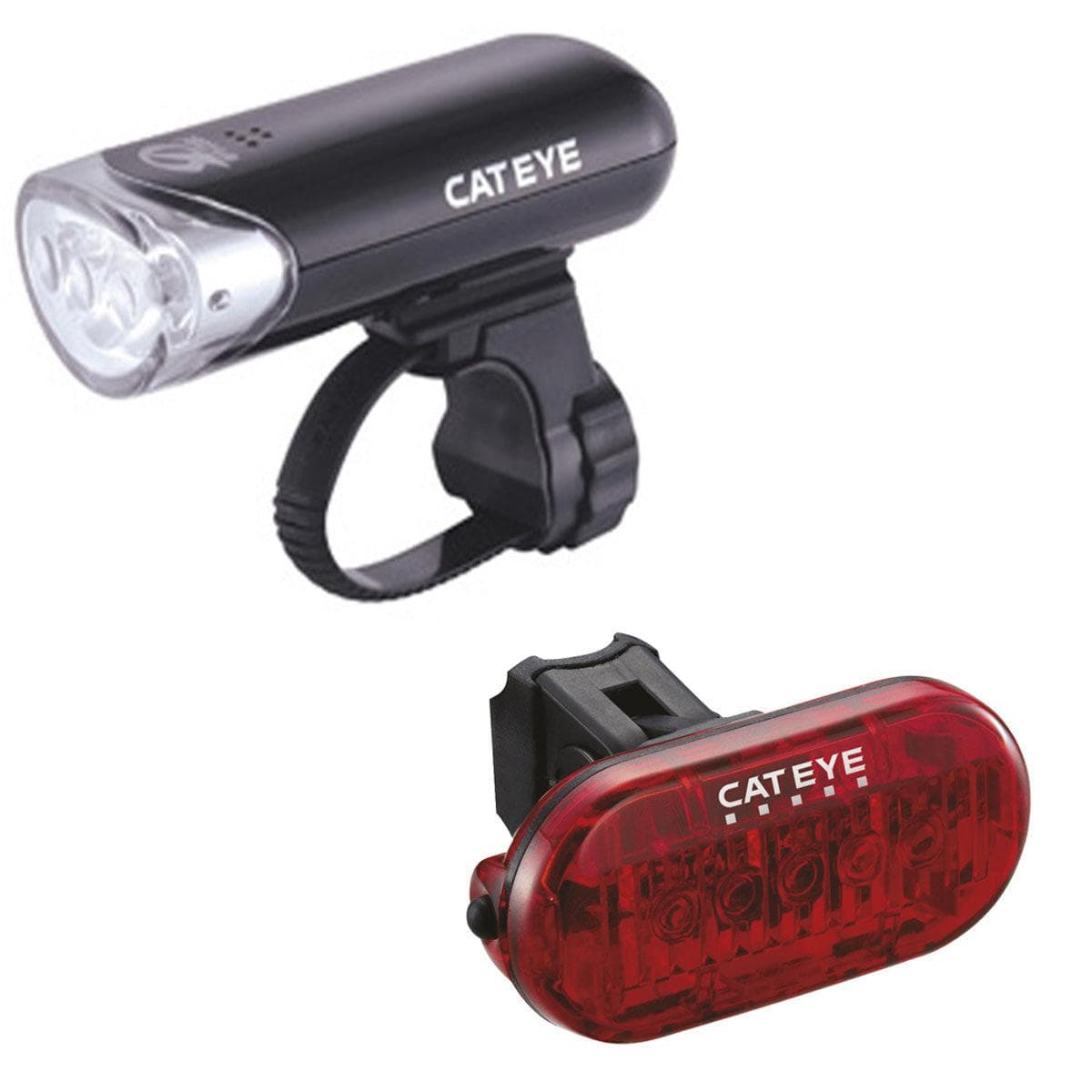 Cateye El135 Front Light & Omni 5 Rear Light Set: