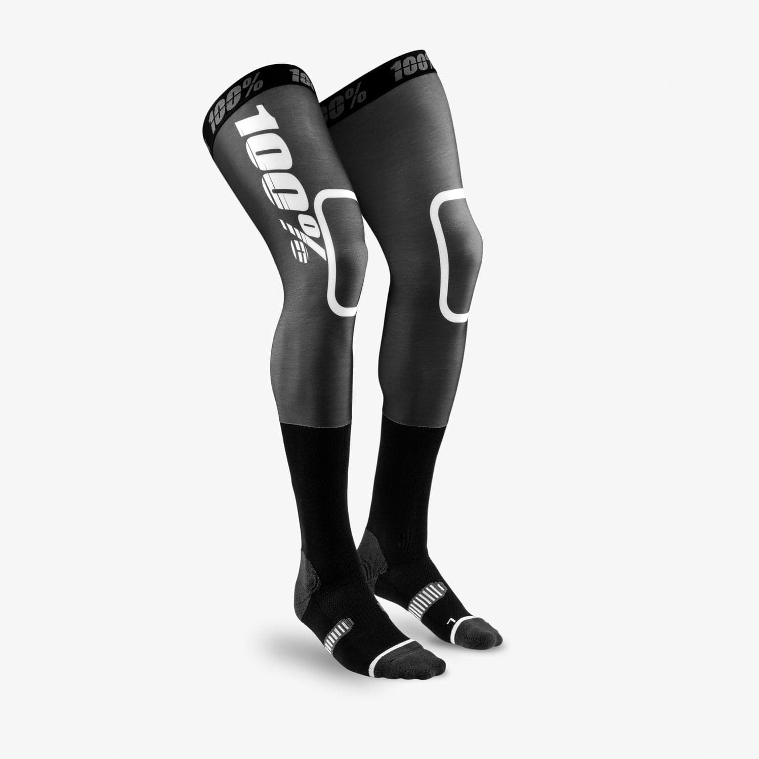 100% REV MX Knee Brace Socks Black / White S/M