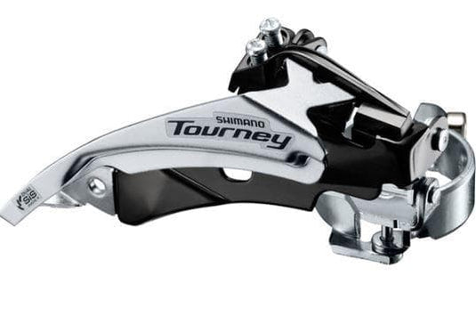 Shimano Tourney / TY FD-TY510 hybrid front derailleur; top swing; dual-pull and multi fit for 48T