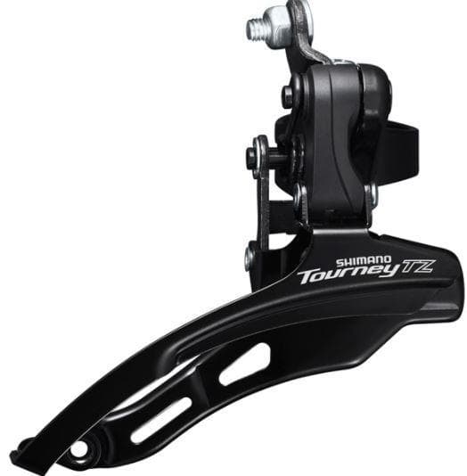 Load image into Gallery viewer, Shimano Tourney / TY FD-TZ500 6-speed MTB front derailleur; down swing; down pull; 31.8mm; 66-69; 42T
