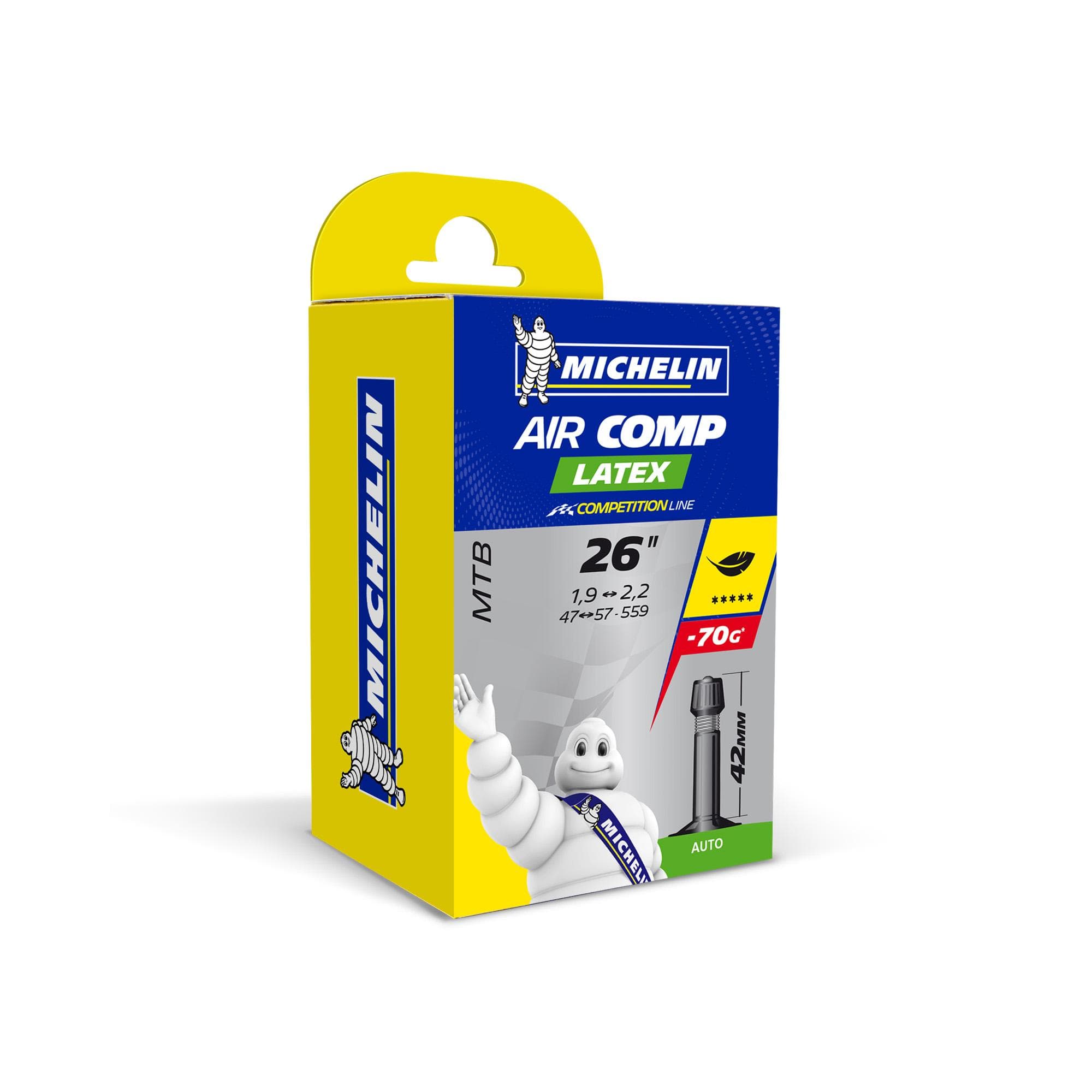 Michelin Aircomp Latex MTB Inner Tube 26" x 1.9-2.25" Schrader Valve