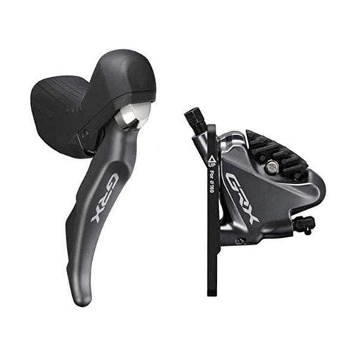 Shimano GRX ST-RX810 GRX 11-speed STI bled with BR-RX810 flat mount calliper; right front