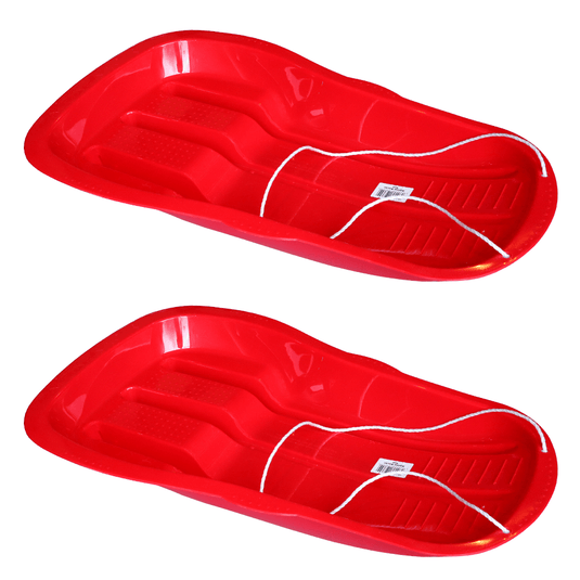 Snow Sledge Toboggan Kids Adult with Rope for Winter Outdoor Sports Red