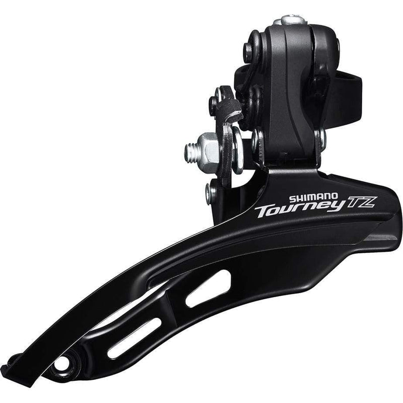 Load image into Gallery viewer, Shimano Tourney / TY FD-TZ510 6-speed MTB front derailleur; down swing; top pull; 28.6mm; 66-69; 48T
