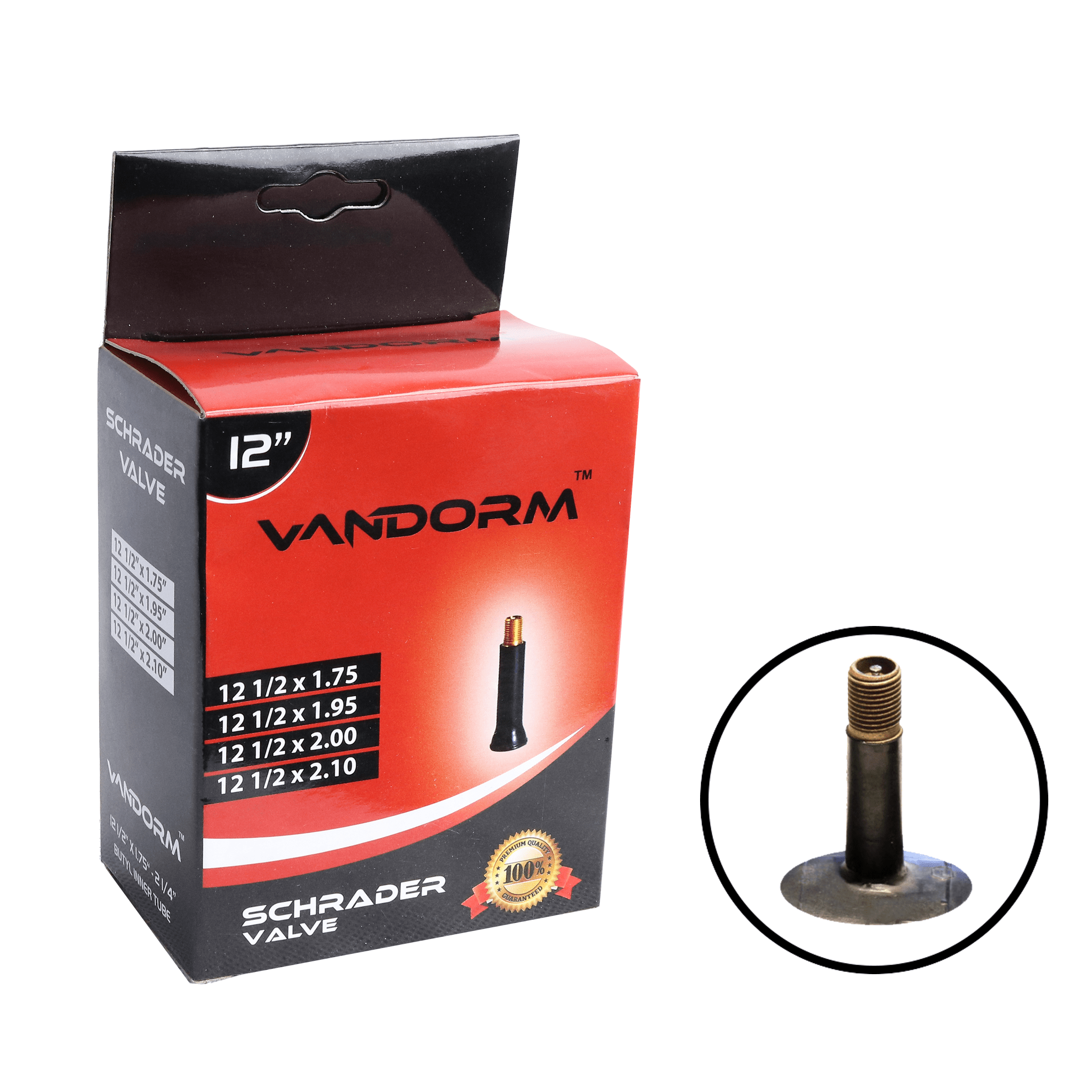 Vandorm 12" Inner Tube - Schrader Valve (Straight)
