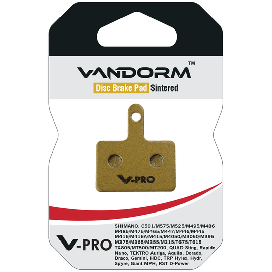 Vandorm V-PRO Sintered Compound Disc Brake Pads - Shimano B01S, Quad, Tektro, Giant, RST, TRP
