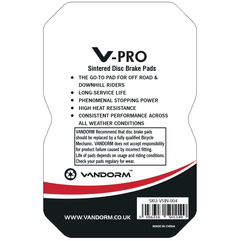 Load image into Gallery viewer, Vandorm V-PRO Sintered Compound Disc Brake Pads - Shimano B01S, Quad, Tektro, Giant, RST, TRP
