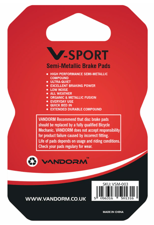 Vandorm V-SPORT SEMI METALIC Disc Brake Pads - AVID BB5, Promax