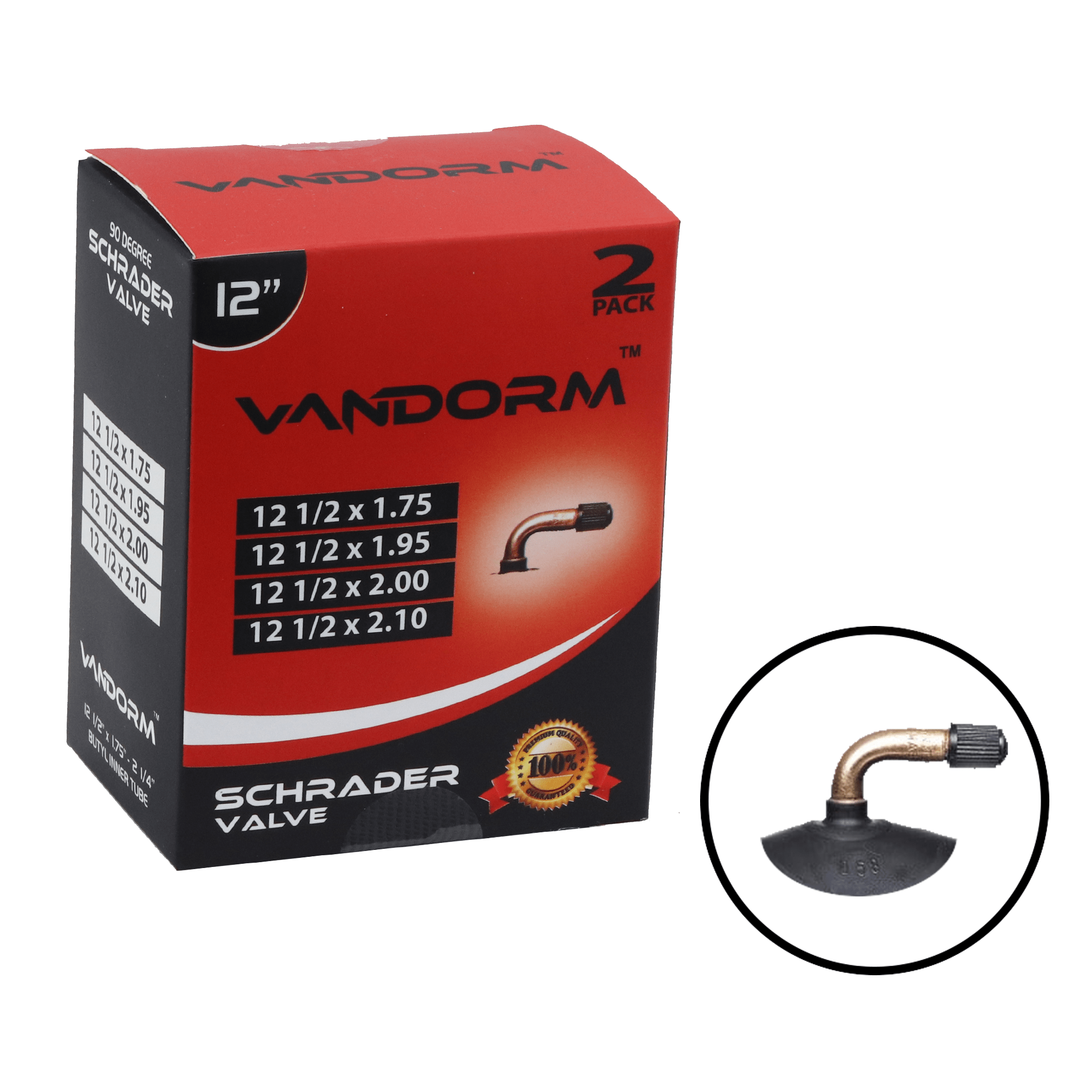 Vandorm 12" Inner Tube - 90 Degree Schrader Valve - 2 PACK