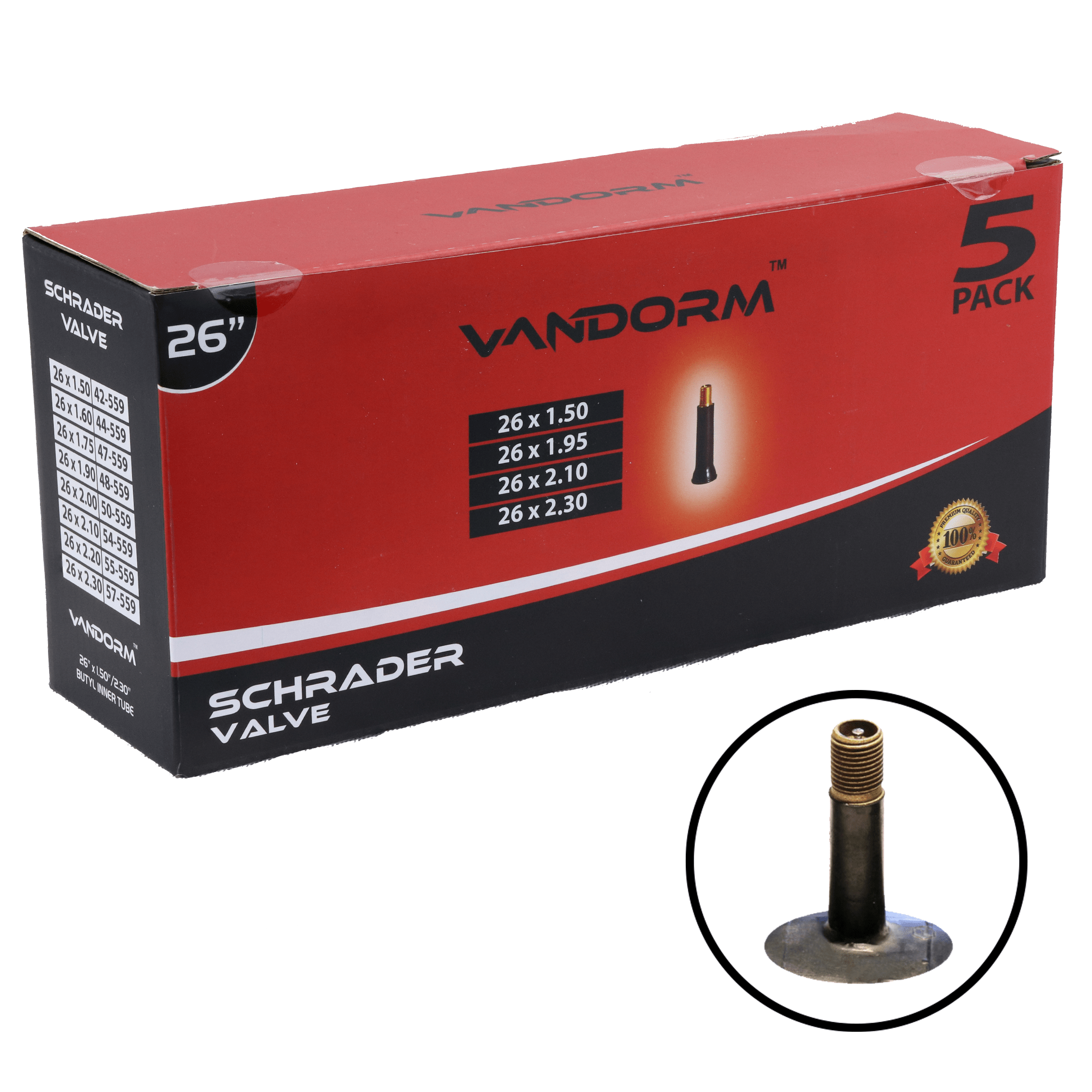 Vandorm 26" Inner Tube - Schrader Valve - 5 PACK