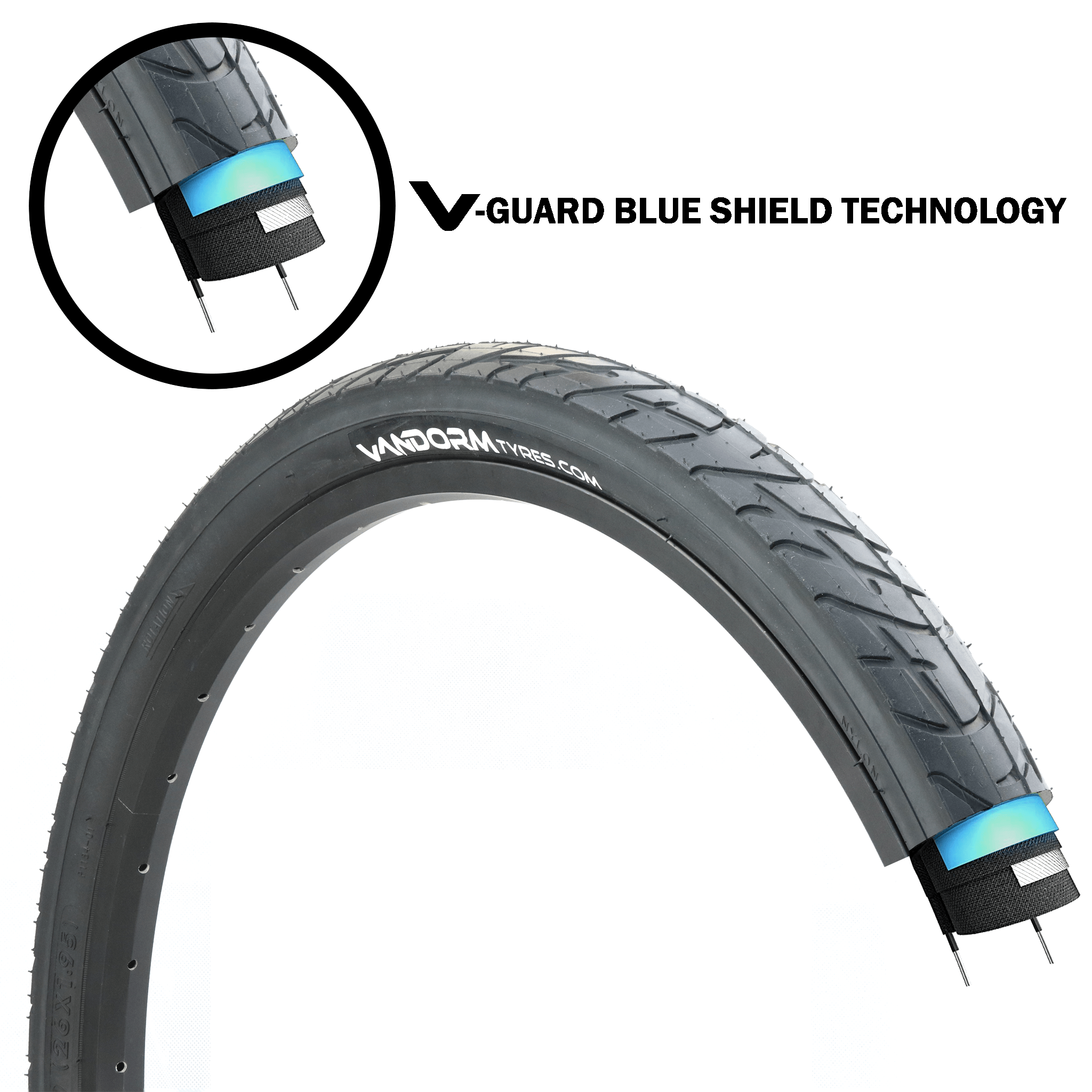 Vandorm Wind Mountain Bike Slick Tyre - 26" x 2.10" - PUNCTURE PROTECTION