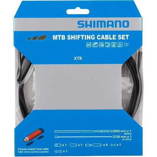 Shimano Spares MTB gear cable set for rear only; Polymer coated stainless steel inner; black
