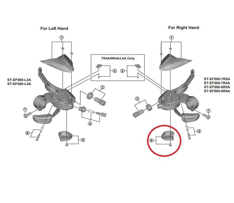 Shimano ST-EF500 Main Lever Cover And Fixing Screws; Right Hand M3 x 7mm - Y05R98020