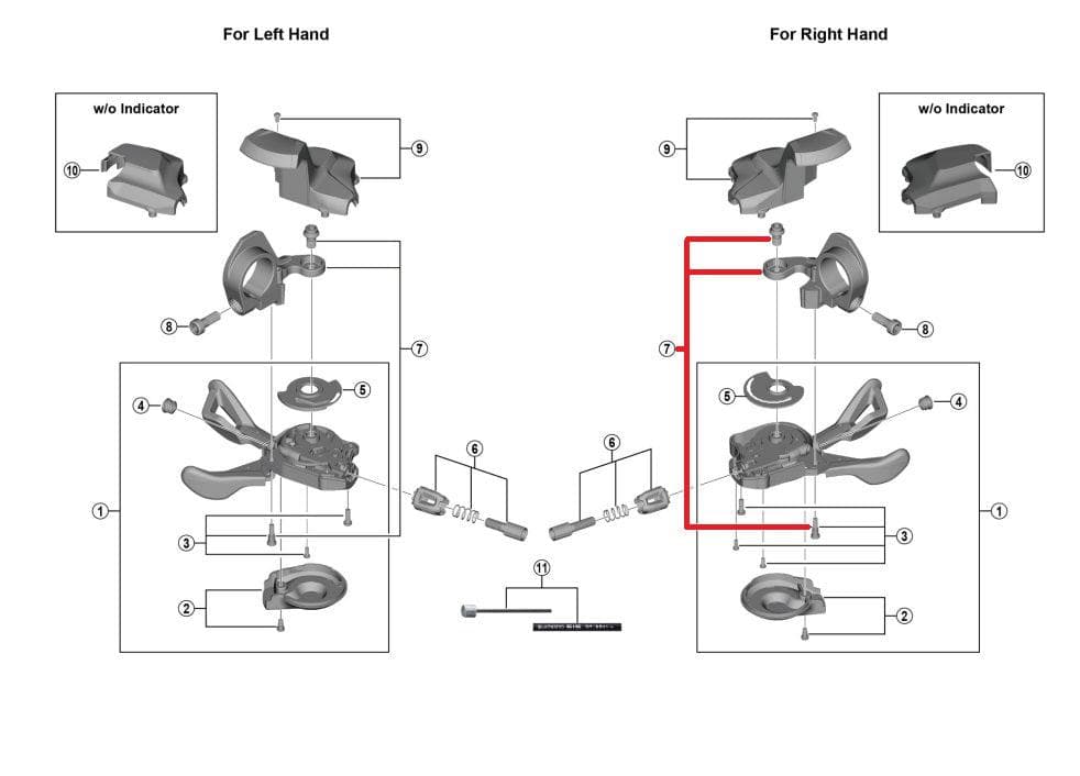 Shimano Spares SL-M6000 right hand bracket and fixing bolt; for with indicator type
