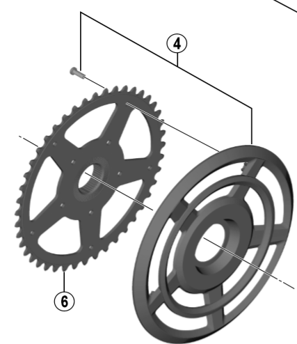 Shimano Spares FC-E6000 38T single chainring cover and fixing bolts
