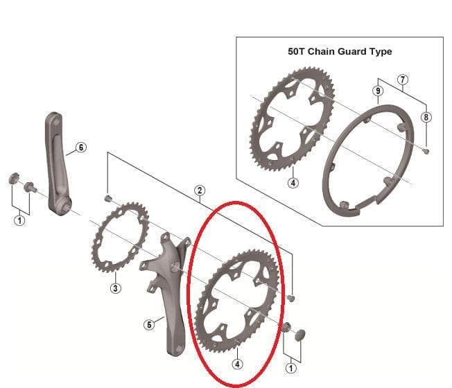 Shimano Spares FC-RS200 chainring; 50T-F