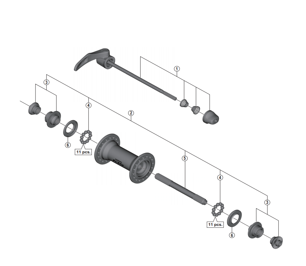 Shimano Spares HB-5800 complete quick release; 133 mm