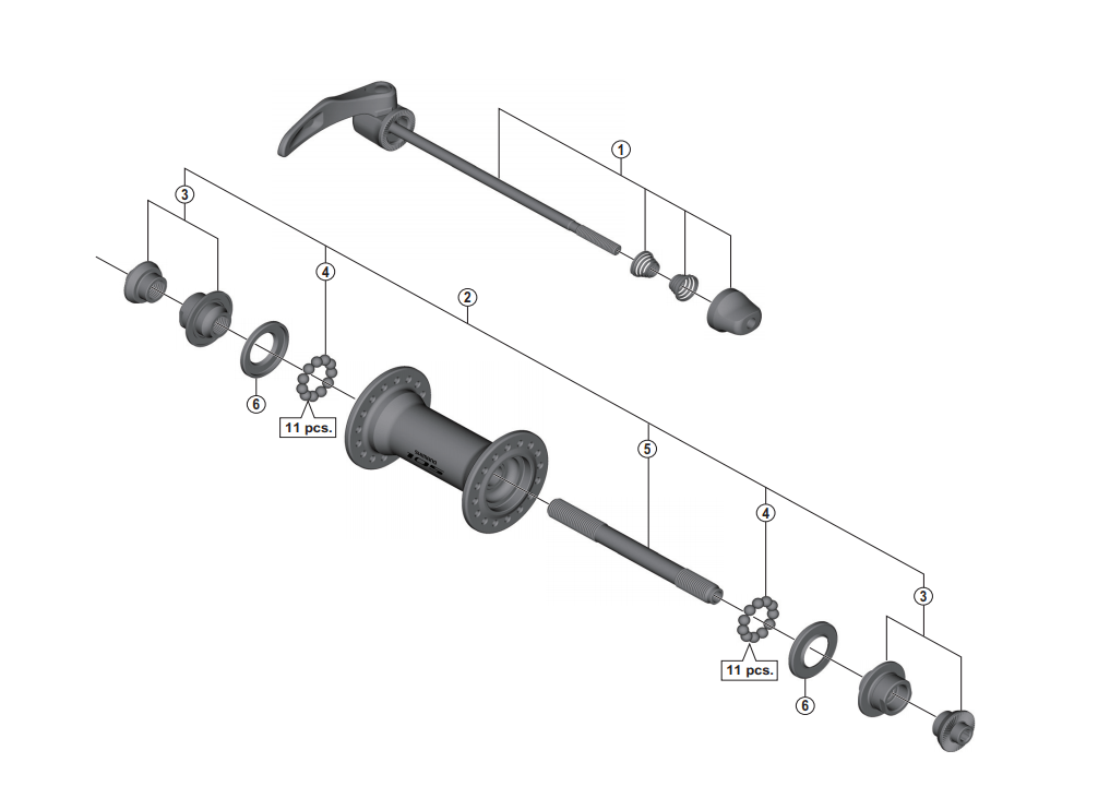 Shimano Spares HB-5800 complete hub axle