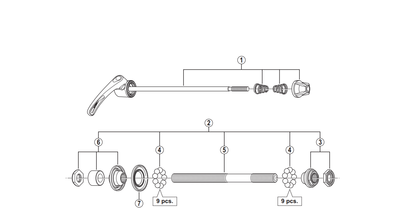 Shimano Spares FH-T610 complete hub axle; 146 mm