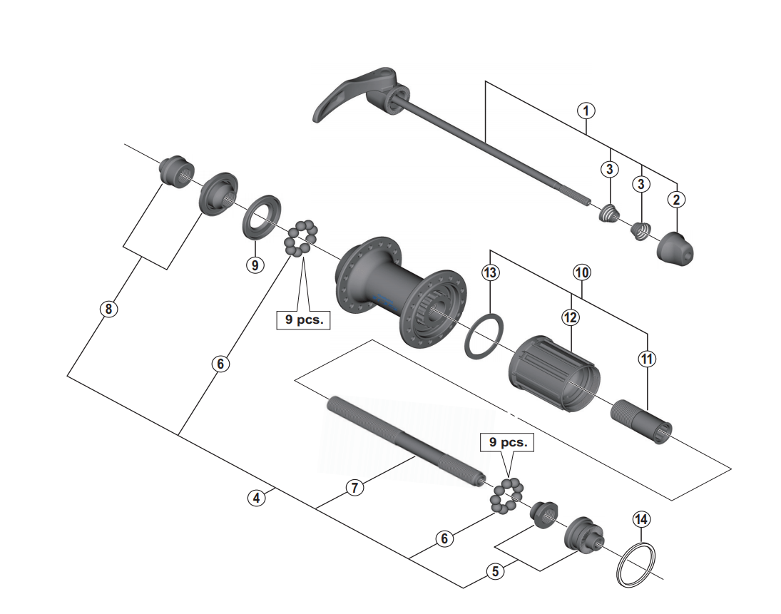Shimano Spares FH-5800 complete quick release; 168 mm