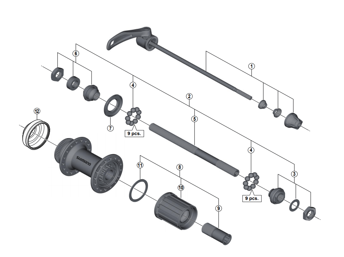 Shimano Spares FH-M4050 complete quick release; 173 mm