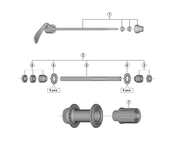 Shimano Spares FH-TX505 complete hub axle; 146 mm