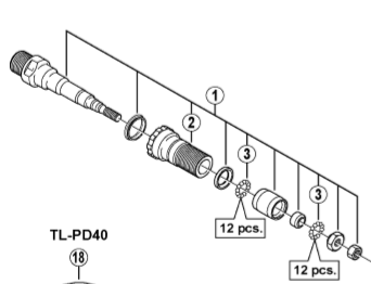 Load image into Gallery viewer, Shimano Spares PD-R540 pedal axle assembly; right hand
