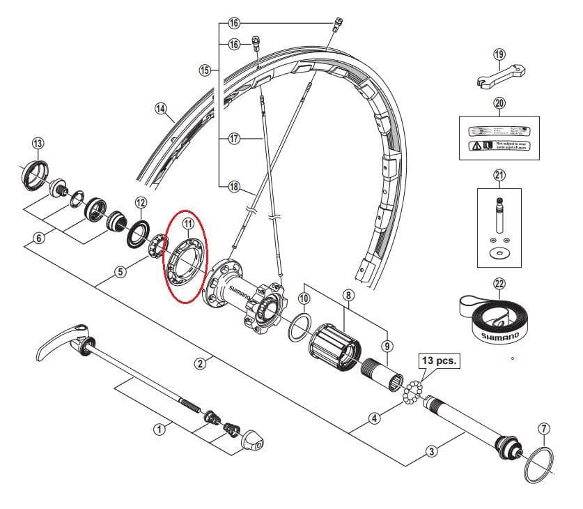 Shimano WH-RS81-C35-CL-R Rear Left Hub Cap - Y49N04000