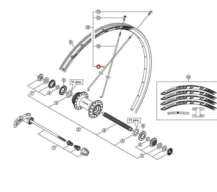 Shimano WH-MT15-A -F Left Spoke 256 mm - Y4FLS3000