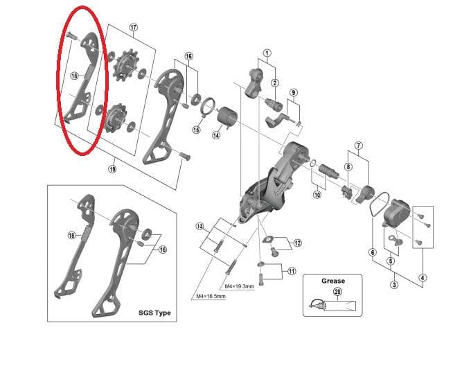 Shimano Spares RD-M8000 inner plate; SGS type