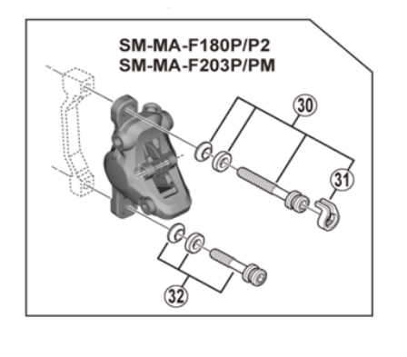 Shimano Spares BR-M8000 calliper fixing bolt unit; M6 x 34.4 mm