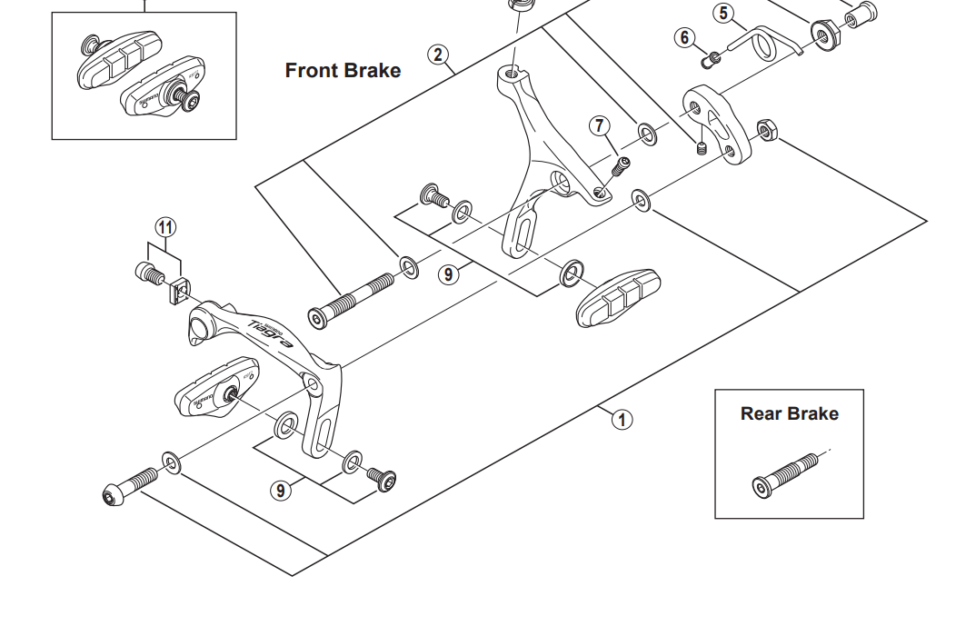 Shimano Spares BR-4600 arm BLT unit M6 x 26.5 mm