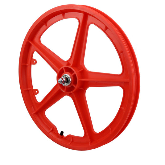 20" Front STRAIGHT 5 "RED" BMX 5 Spoke Mag Nylon wheel in RED 20D