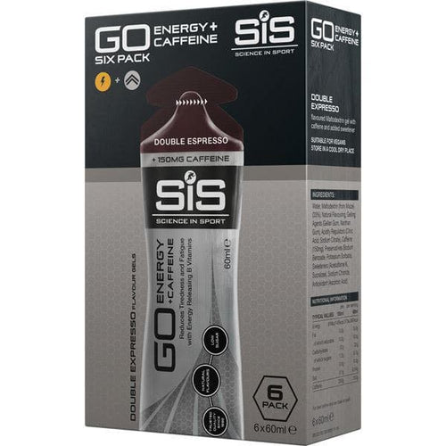 Science In Sport GO Energy Gel multipack - box of 6 gels - dbl espresso - 150mg caffeine