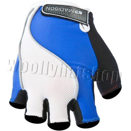 Madison Rouleur Mens Cycling Fingerless Mitts Blue / White X LARGE