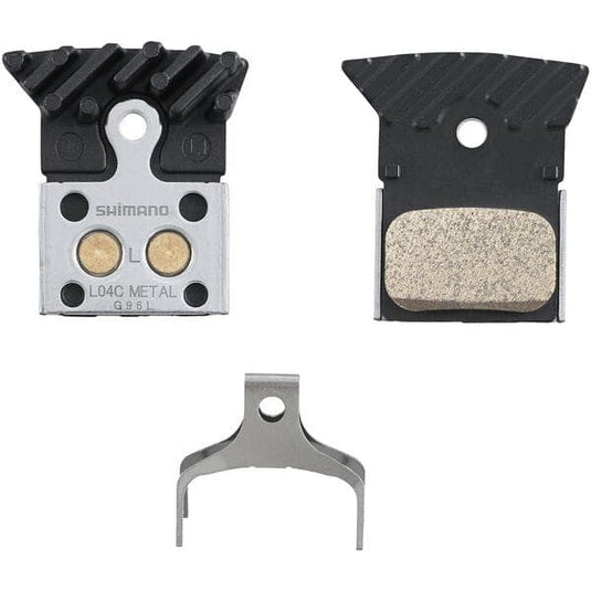 Shimano Spares L04C disc pads and spring; alloy/stainless back with cooling fins; metal sintered