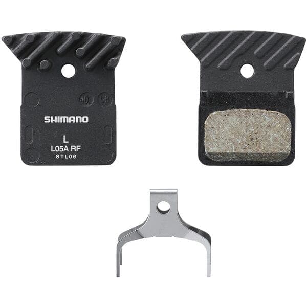 Load image into Gallery viewer, Shimano Dura Ace L05A-RF Alloy Backed Disc Brake Pads with Spring &amp; Cooling Fins - Resin
