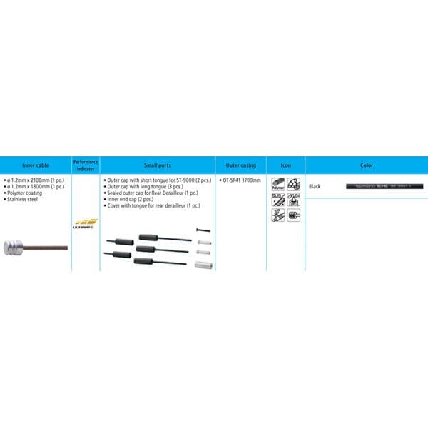 Shimano Spares Road gear cable set; Polymer coated inners; black
