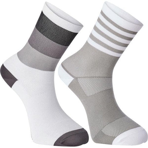 Madison Sportive mid sock twin pack; block stripe white / cloud grey medium 40-42