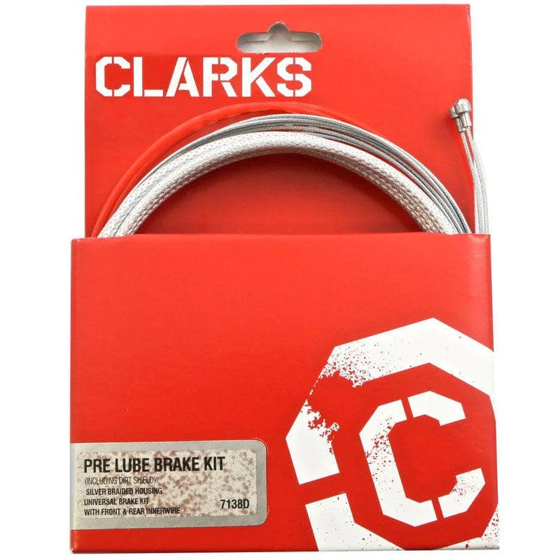 Clarks Pre Lube Braided Mountain & Road Bike Brake Cable Kit - Front & Rear - Silver