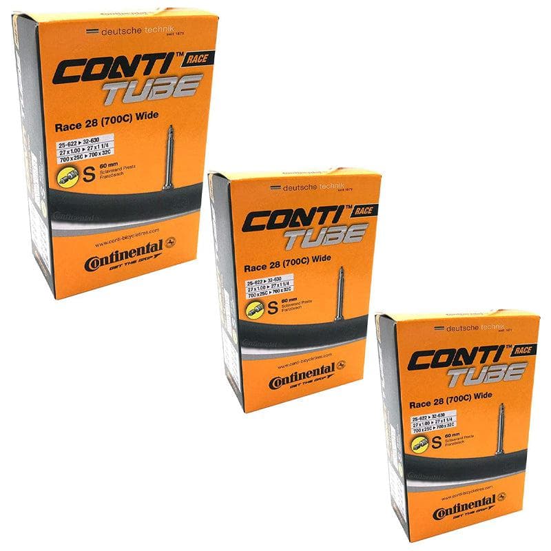 3x Continental Race 28 700 x 25-32c Bike Inner Tubes with Presta 60mm Valve - 01819310000