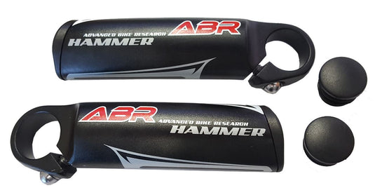 ABR Hammer Handlebar Bar Ends Alloy Black 110mm with end caps